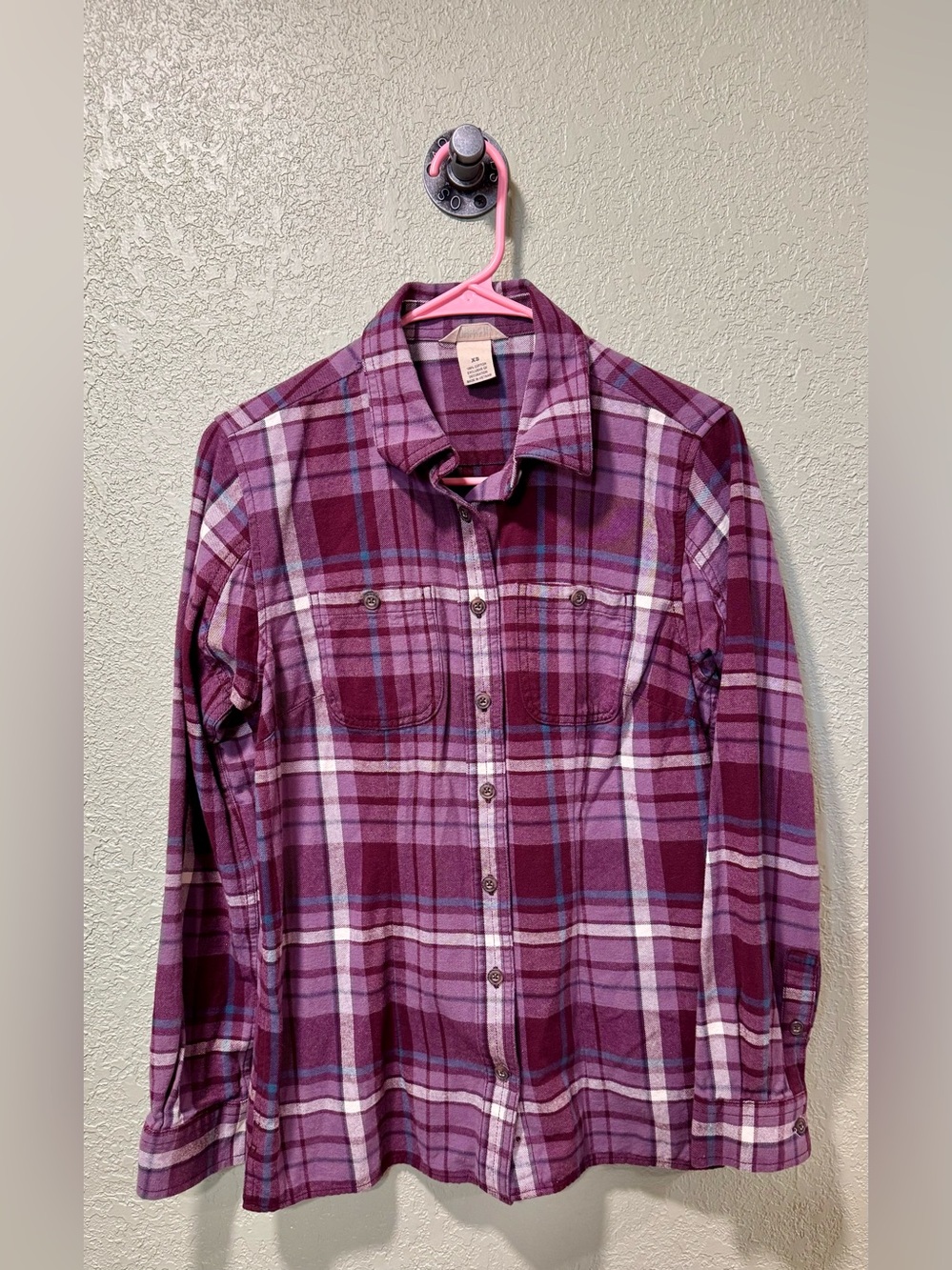 Duluth Trading Co Purple Plaid Button-Down Shirt XS